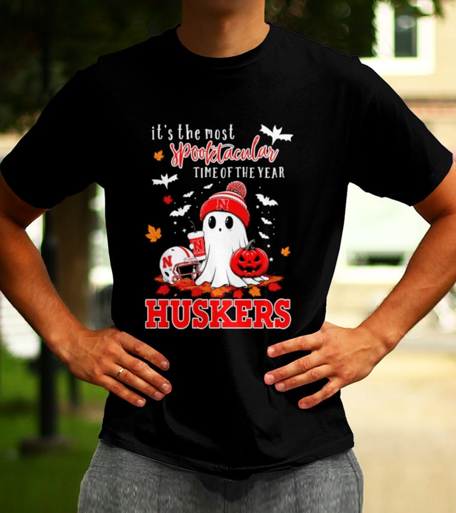 Nebraska Cornhuskers Spooktacular Halloween Ghost Huskers Football Time 2026 T-Shirt