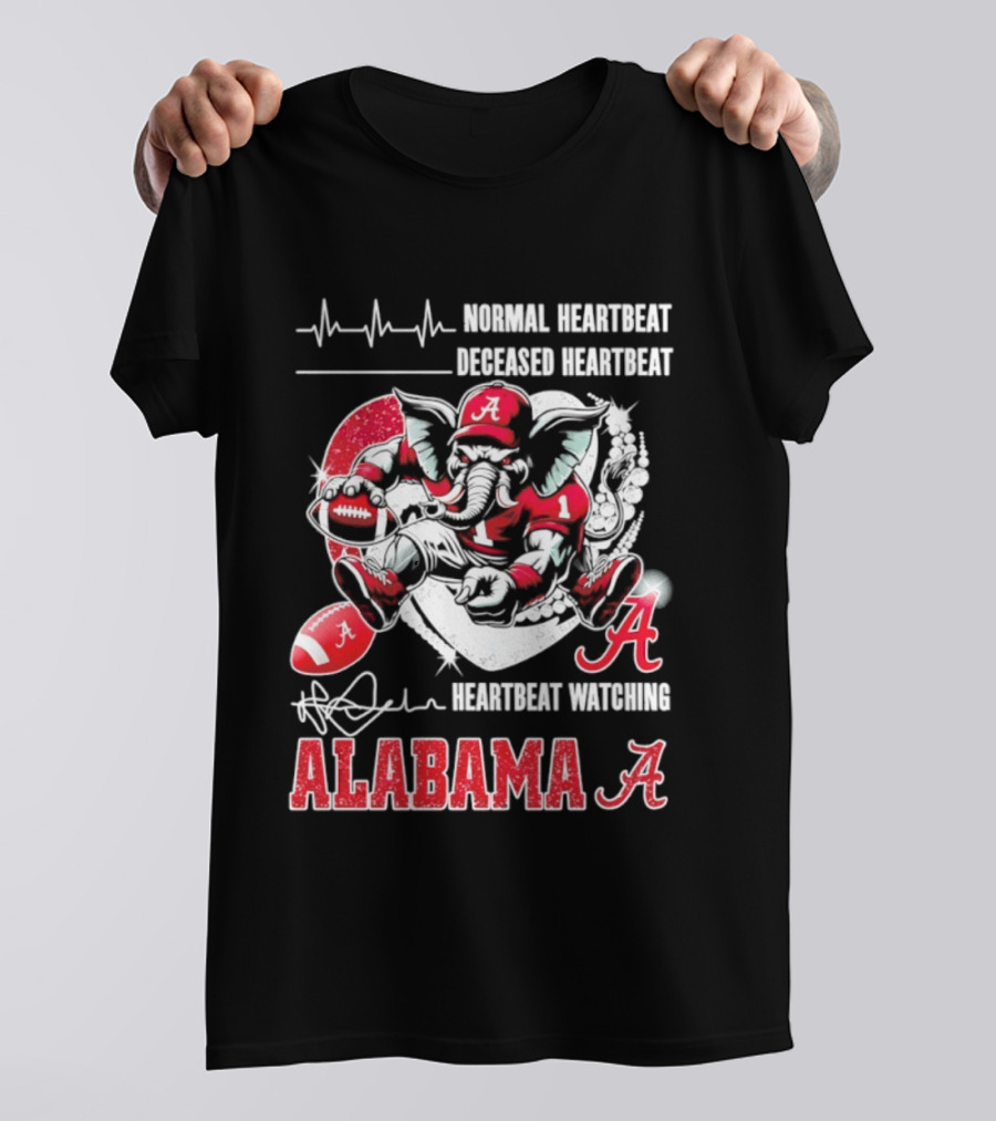 Alabama Crimson Tide Heartbeat Ing Football Fan Spirit T-Shirt