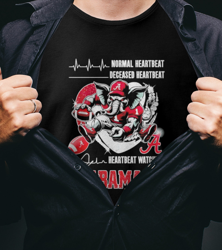 Alabama Crimson Tide Heartbeat Ing Football Fan Spirit T-Shirt