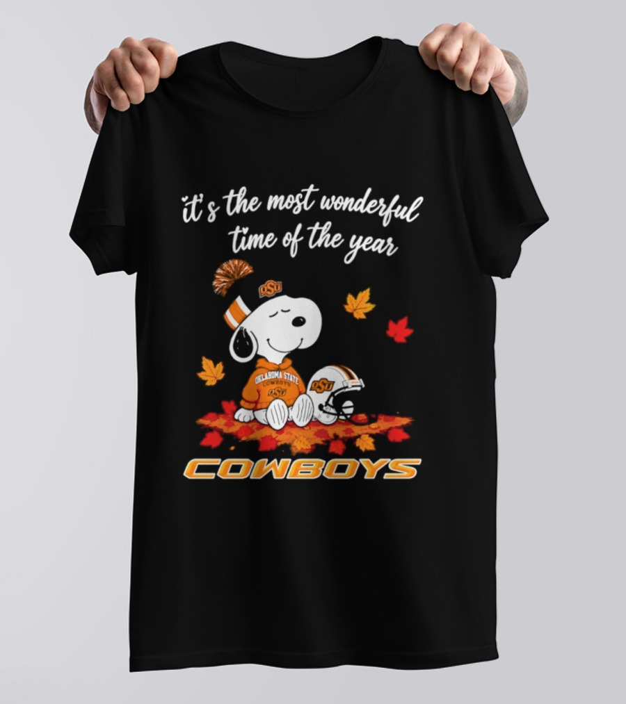 Snoopy Oklahoma State Cowboys It's The Most Wonderful Time Of The Year Halloween 2026 T-Shirt