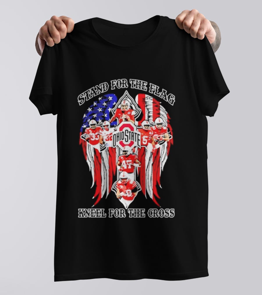 Stand For The Flag Kneel For The Cross Ohio State Buckeyes NCAA Football T-Shirt
