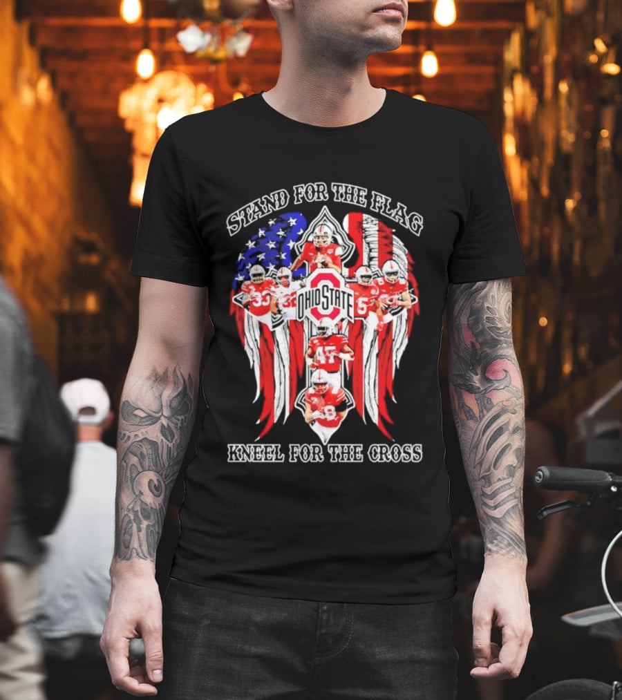 Stand For The Flag Kneel For The Cross Ohio State Buckeyes NCAA Football T-Shirt