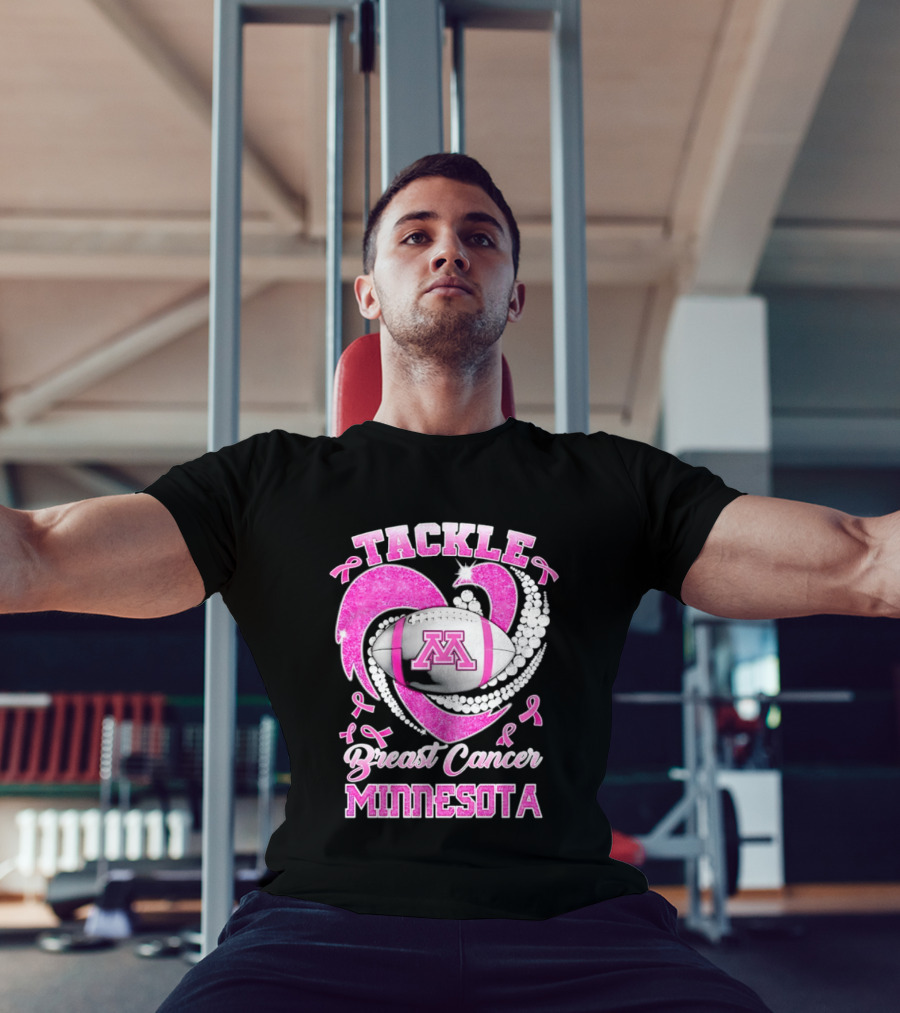 Pink Ribbon Tackle Breast Cancer Minnesota Football T-Shirt