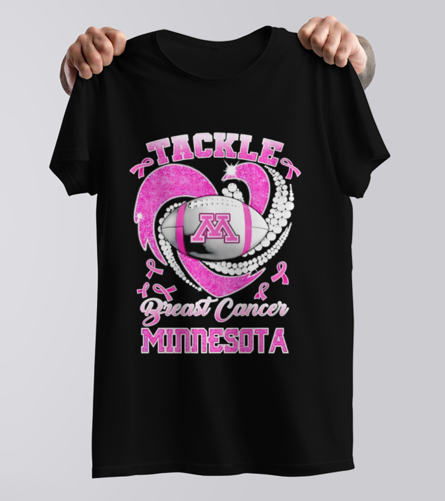 Pink Ribbon Tackle Breast Cancer Minnesota Football T-Shirt