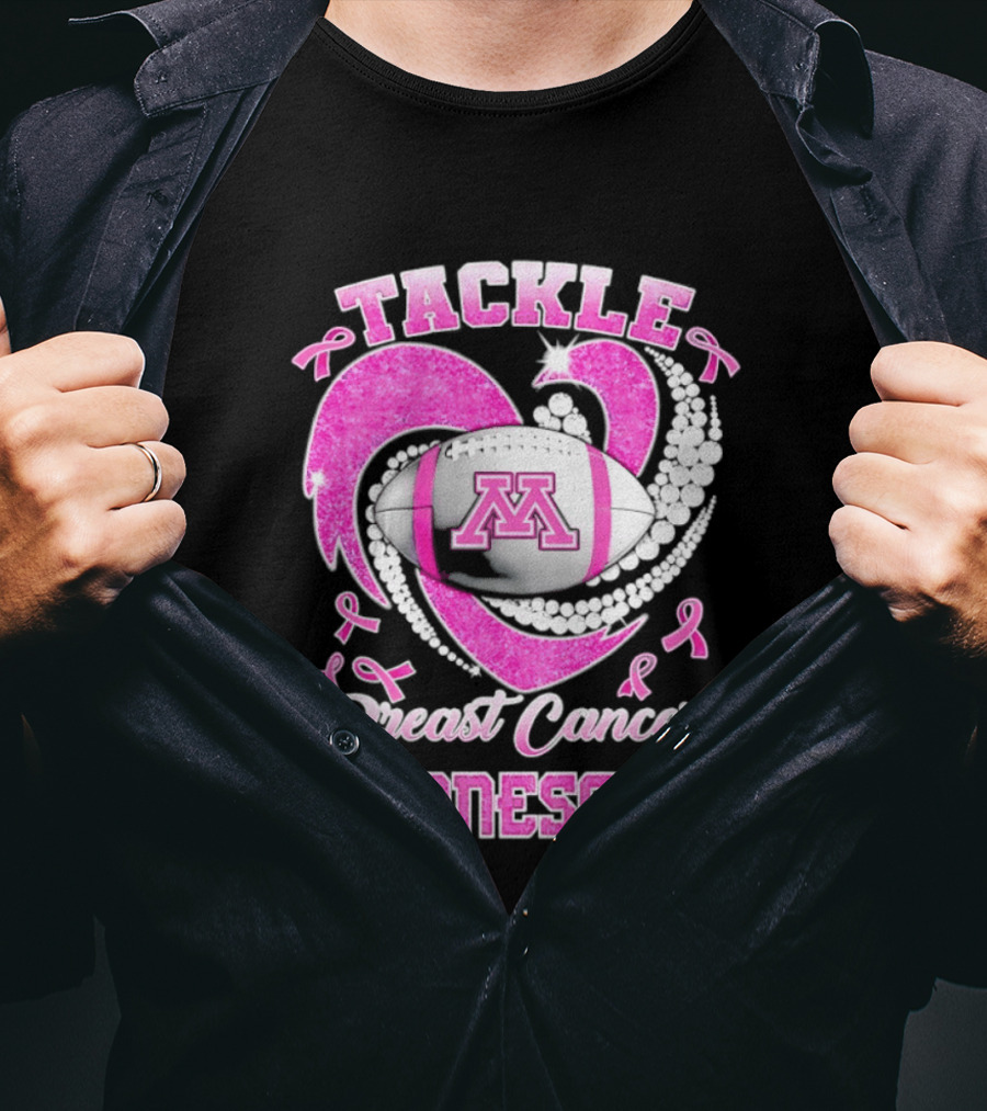 Pink Ribbon Tackle Breast Cancer Minnesota Football T-Shirt