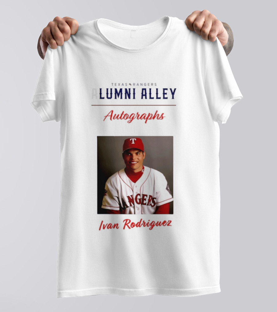 Texas Rangers Alumni Alley Ivan Rodriguez Autographs T-Shirt