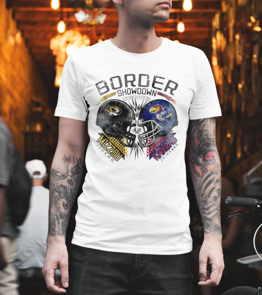 Kansas Jayhawks Missouri Tigers NCAA Border Showdown 2026 Helmet Matchup September 12 T-Shirt