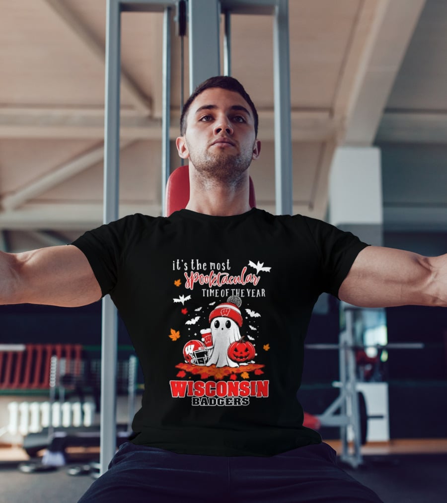 Wisconsin Badgers NCAA Halloween Ghost 2026 It's The Most Spooktacular Time Of The Year T-Shirt