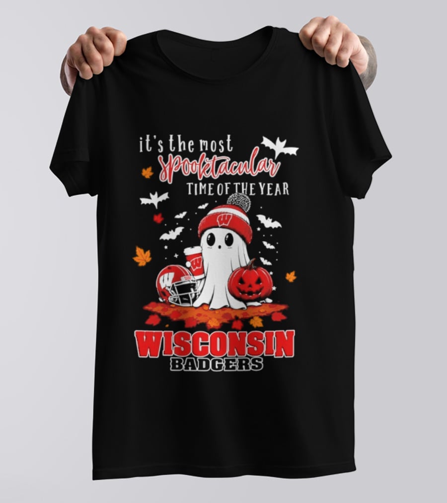 Wisconsin Badgers NCAA Halloween Ghost 2026 It's The Most Spooktacular Time Of The Year T-Shirt