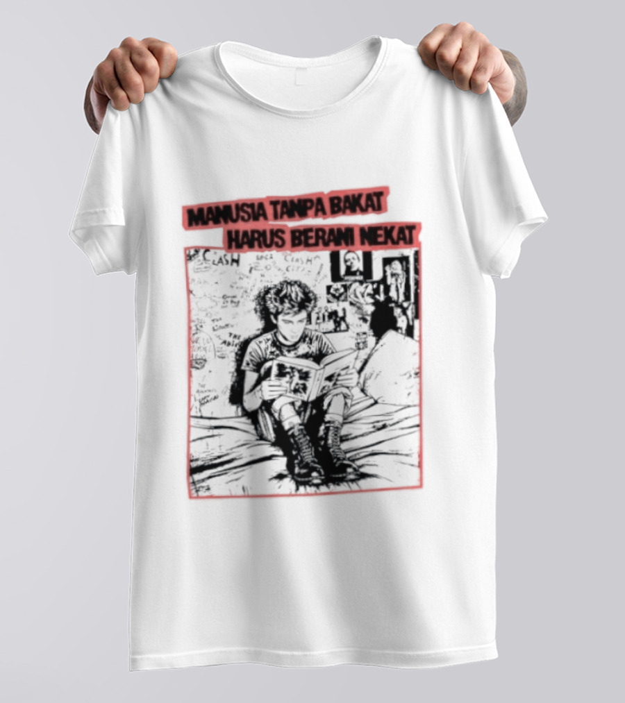 Manusia Tanpa Bakat Harus Berani Nekat Punk Collage T-Shirt