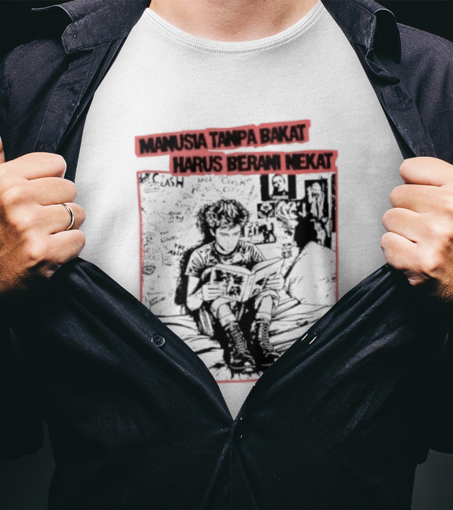 Manusia Tanpa Bakat Harus Berani Nekat Punk Collage T-Shirt