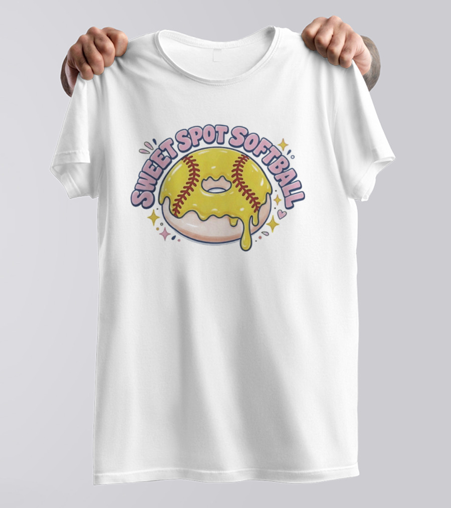 Sweet Spot Softball Donut Yellow Dripping Icing T-Shirt