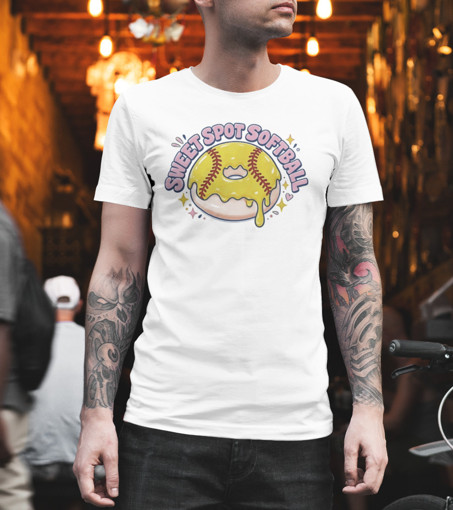 Sweet Spot Softball Donut Yellow Dripping Icing T-Shirt