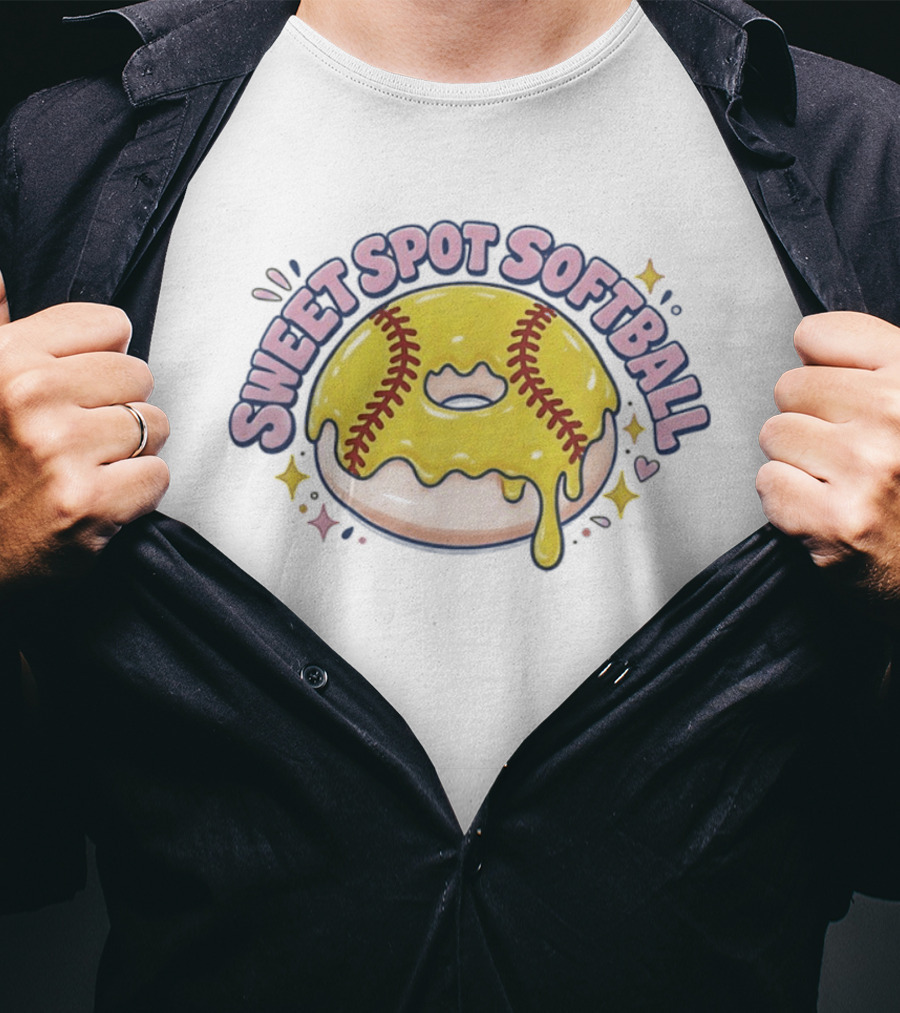 Sweet Spot Softball Donut Yellow Dripping Icing T-Shirt