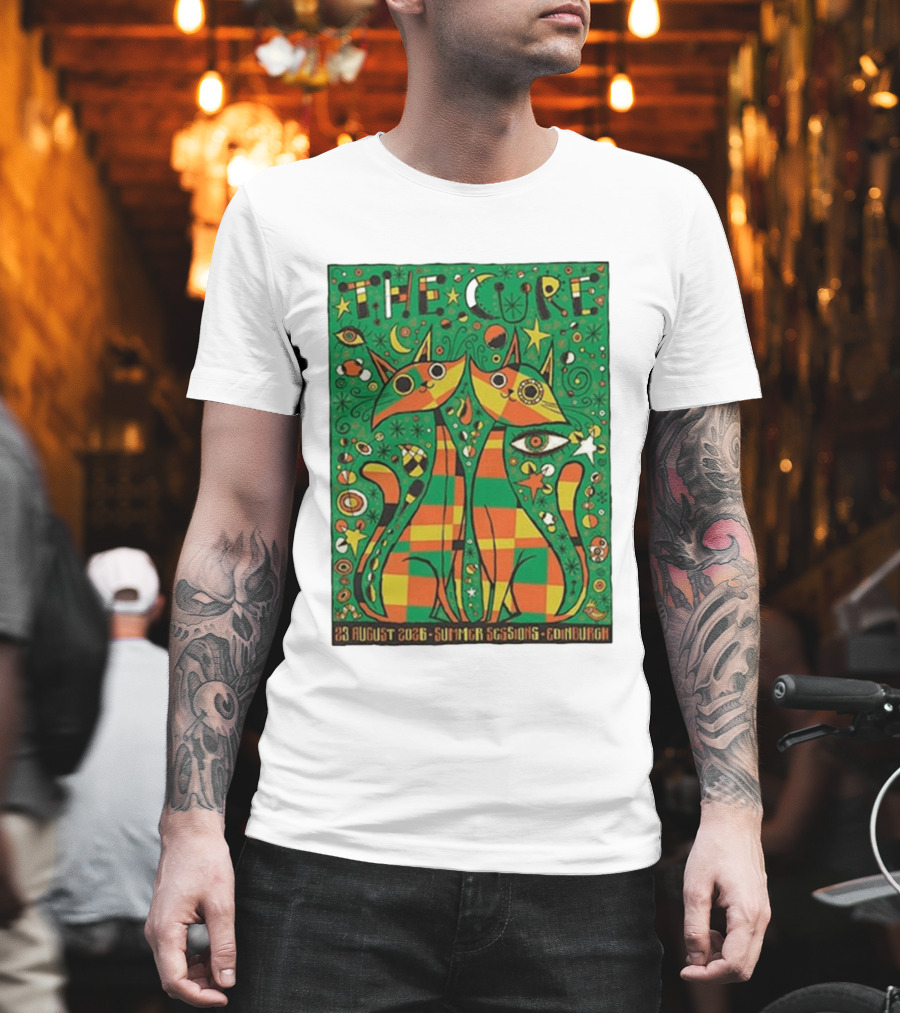 The Cure Summer Sessions Edinburgh August 2026 Two Cats Psychedelic T-Shirt