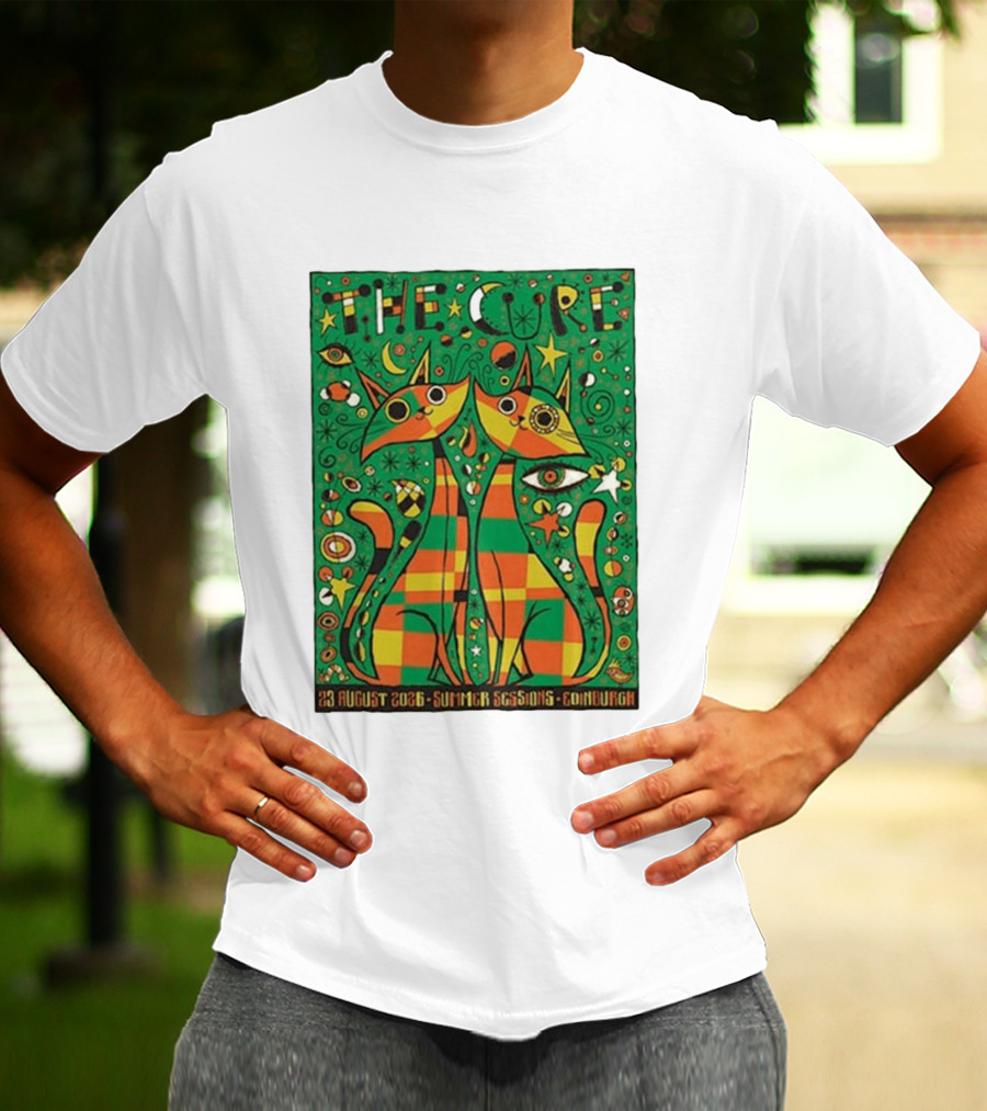 The Cure Summer Sessions Edinburgh August 2026 Two Cats Psychedelic T-Shirt