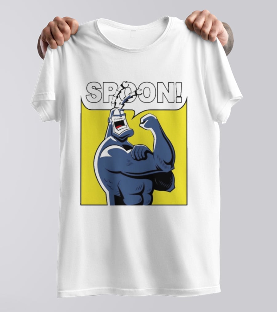 Spoon Mighty Hero Cartoon Catchphrase T-Shirt