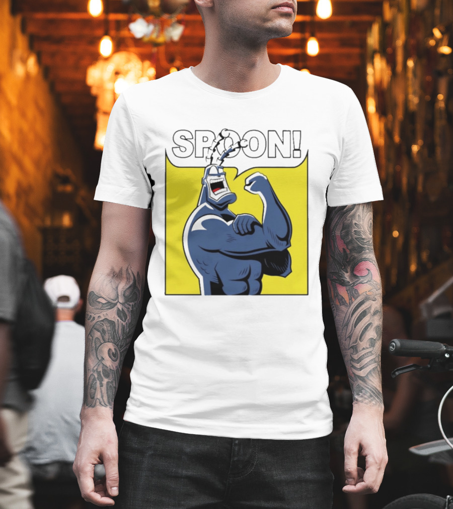 Spoon Mighty Hero Cartoon Catchphrase T-Shirt