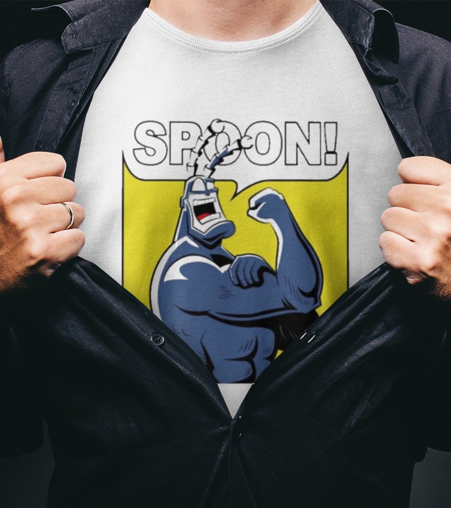 Spoon Mighty Hero Cartoon Catchphrase T-Shirt