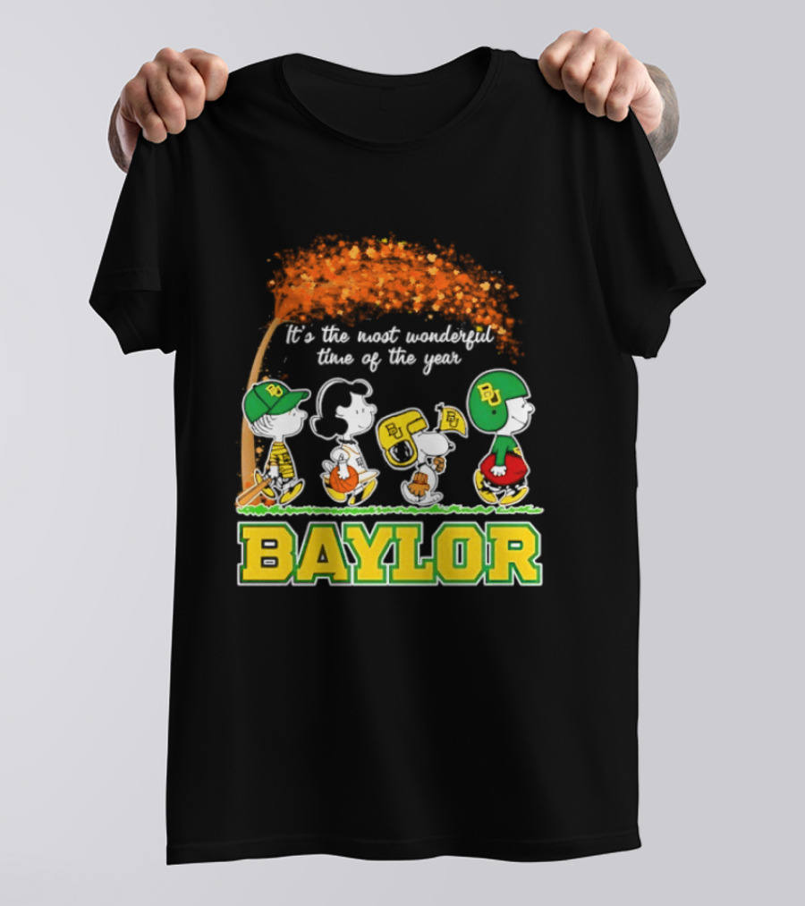 Baylor Bears Peanuts It's The Most Wonderful Time Of The Year Halloween 2026 Charlie Brown Snoopy Woodstock T-Shirt
