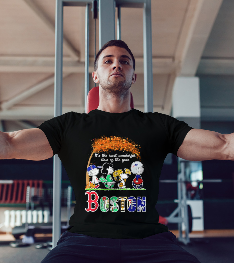 Boston Sports Team X Peanuts It's The Most Wonderful Time Of The Year Halloween 2026 Fall Autumn T-Shirt