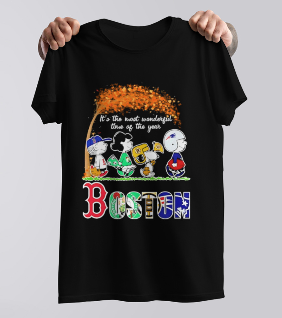 Boston Sports Team X Peanuts It's The Most Wonderful Time Of The Year Halloween 2026 Fall Autumn T-Shirt