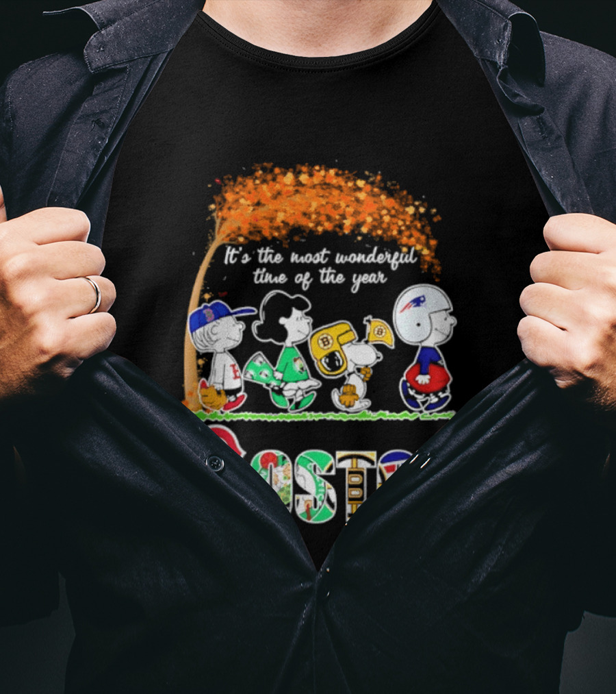 Boston Sports Team X Peanuts It's The Most Wonderful Time Of The Year Halloween 2026 Fall Autumn T-Shirt