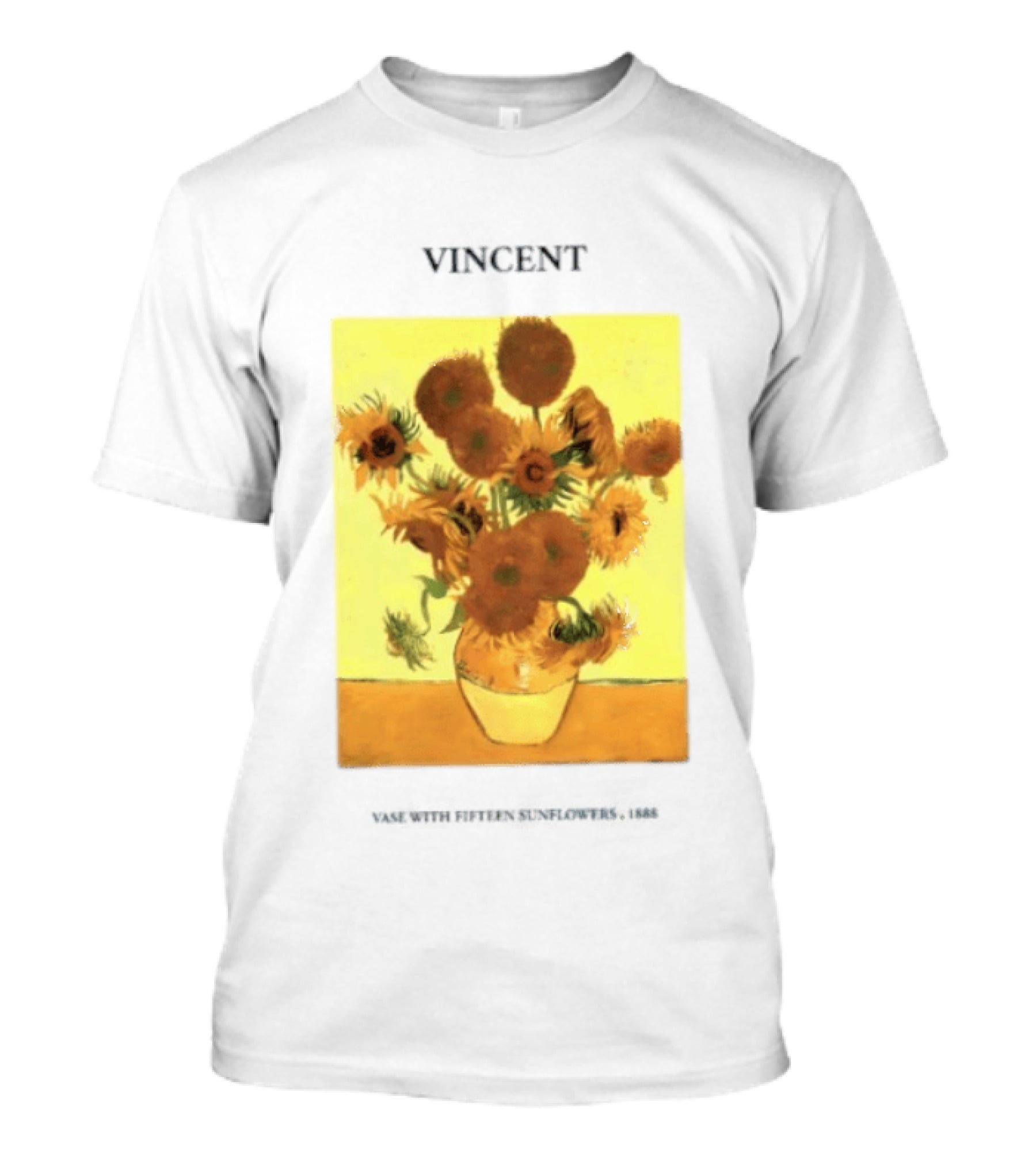 Vincent Van Gogh Sunflowers Vase Painting Vincent Written On It T-Shirt