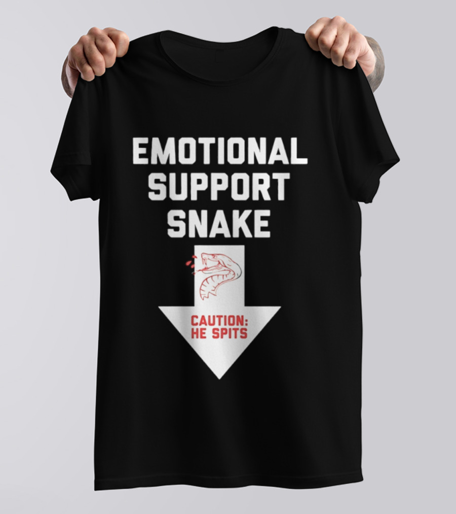 Emotional Support Snake Caution He Spits Warning Arrow T-Shirt