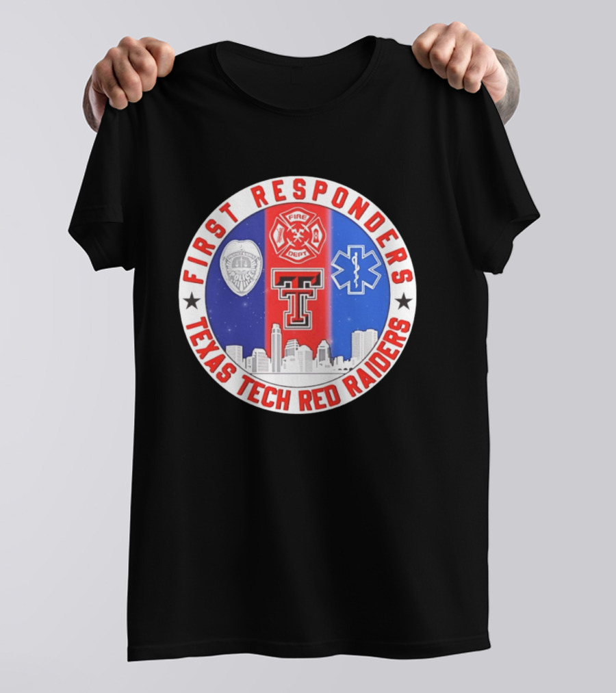 First Responders Texas Tech Red Raiders Fire Department Police EMS Skyline T-Shirt