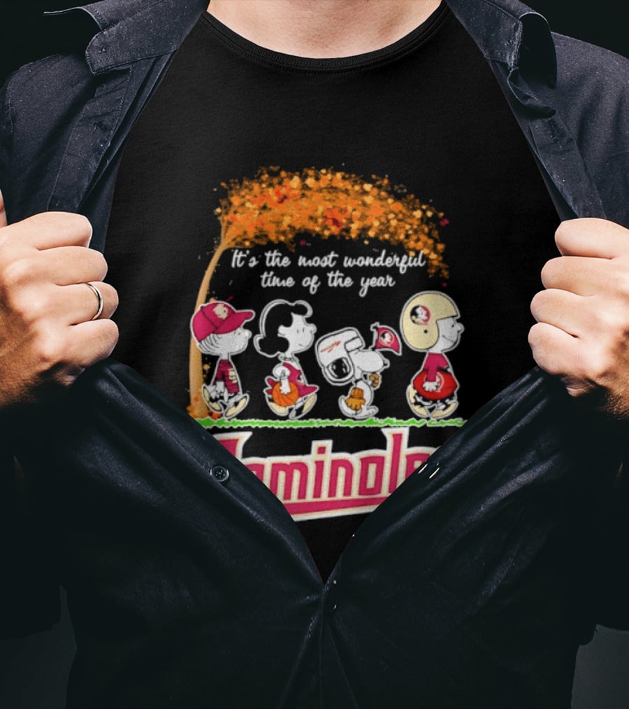 Florida State Seminoles Peanuts Halloween 2026 It's The Most Wonderful Time Of The Year T-Shirt