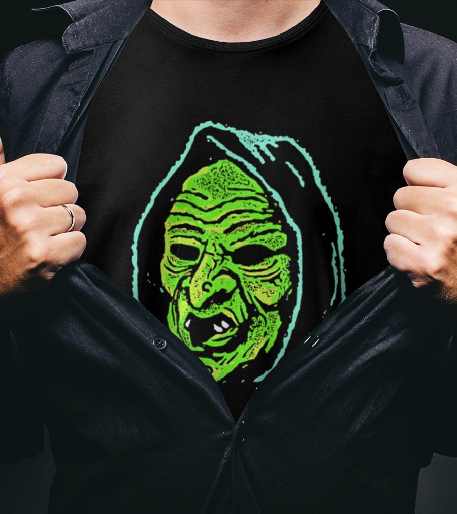 Halloween Witch Green Face Spooky Horror Costume T-Shirt