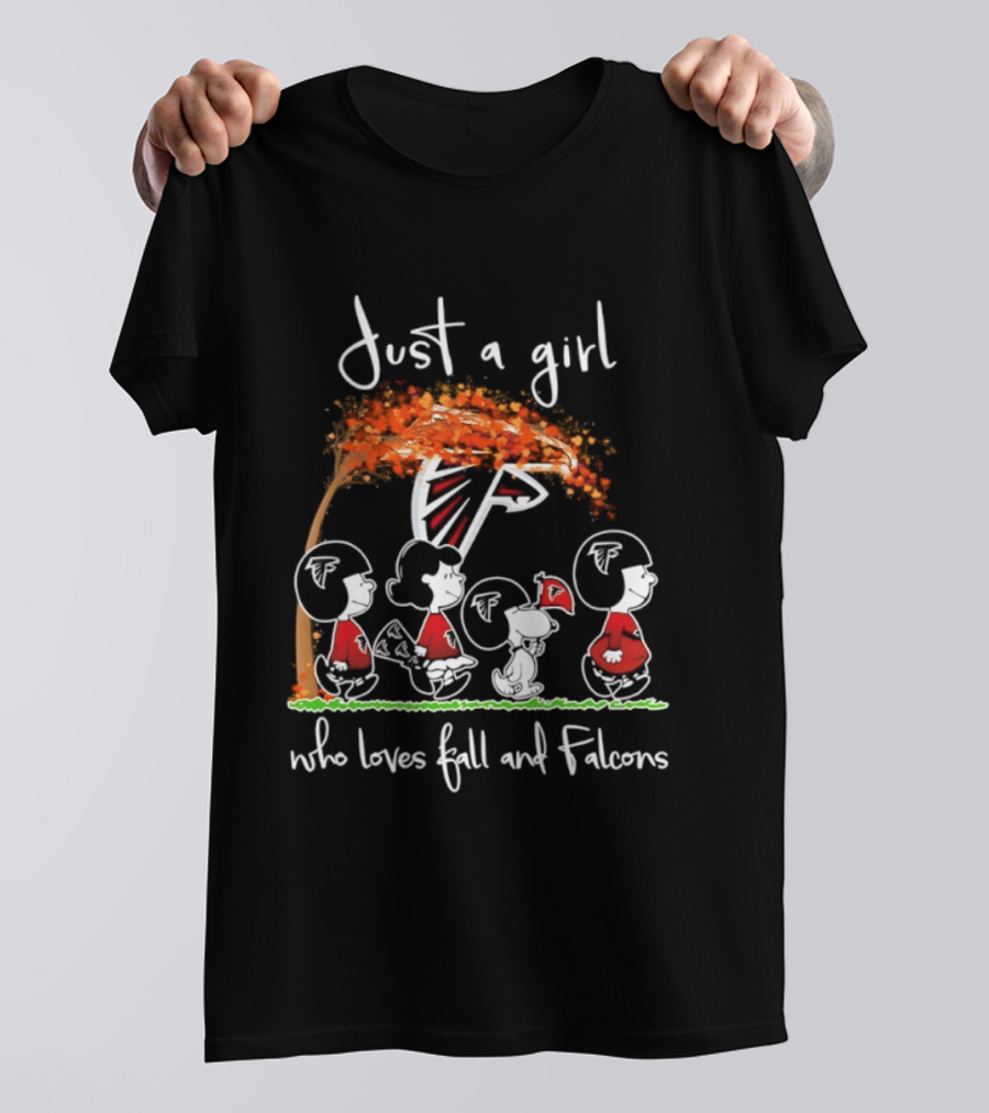 Just A Girl Who Loves Fall And Falcons Football Halloween 2026 T-Shirt