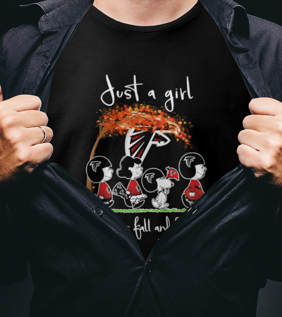 Just A Girl Who Loves Fall And Falcons Football Halloween 2026 T-Shirt