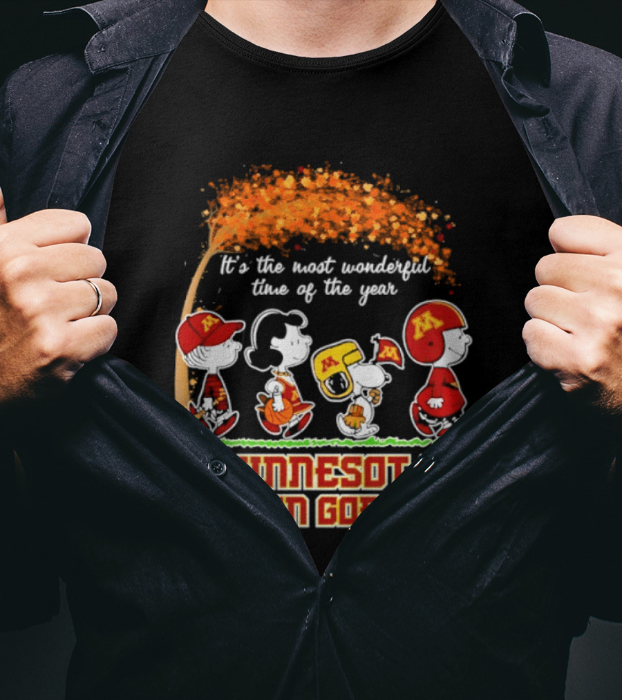 Minnesota Golden Gophers Peanuts It's The Most Wonderful Time Of The Year Halloween 2026 T-Shirt