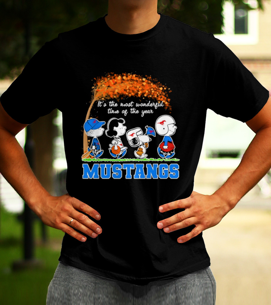 SMU Mustangs Peanuts Most Wonderful Time Of The Year Fall Halloween 2026 T-Shirt
