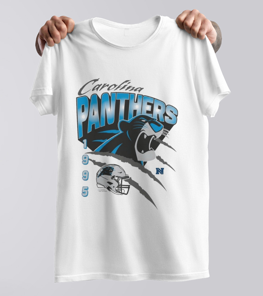 Carolina Panthers 1995 Bagheera Helmet NFL Inaugural Season T-Shirt