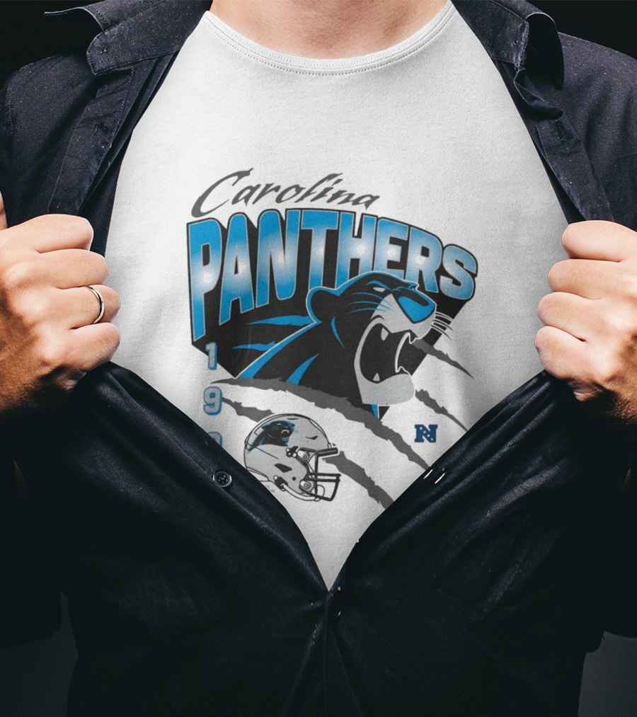 Carolina Panthers 1995 Bagheera Helmet NFL Inaugural Season T-Shirt