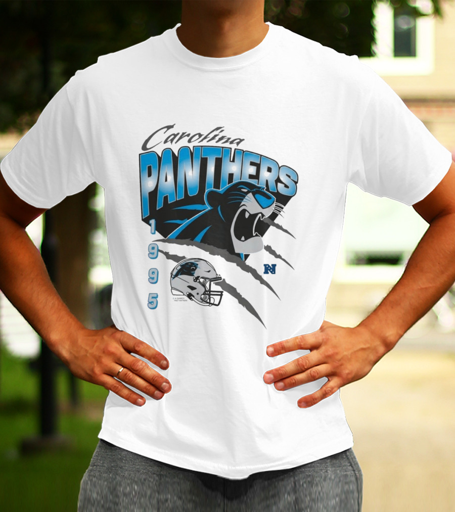 Carolina Panthers 1995 Bagheera Helmet NFL Inaugural Season T-Shirt