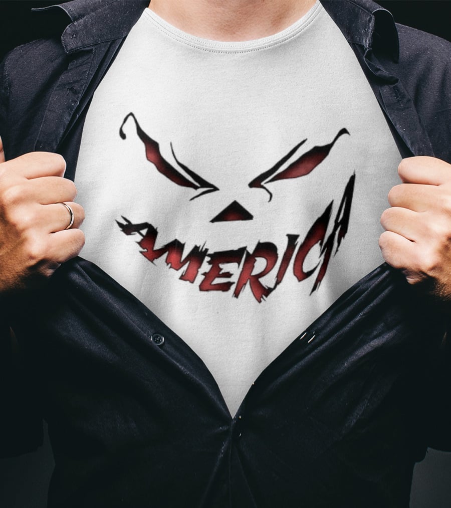 American Halloween 2026 Spooky Face 2 Sided T-Shirt