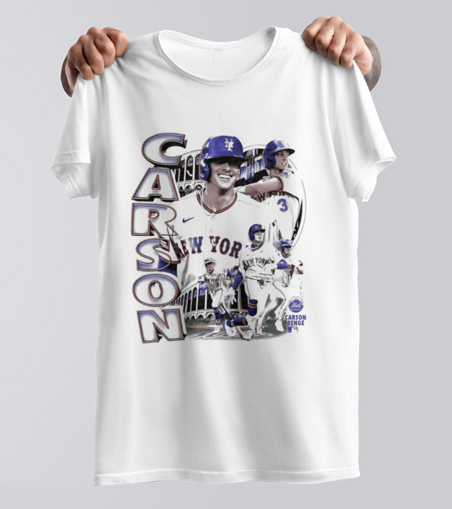 Carson Benge New York Mets MLB Baseball Collage T-Shirt