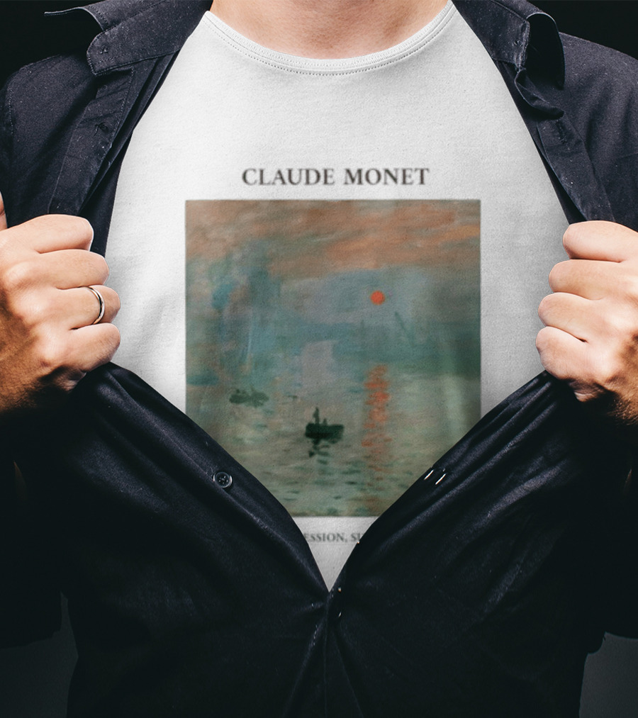 Claude Monet Impression Sunrise Oil Painting T-Shirt