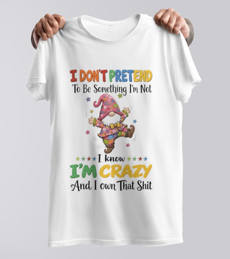 Gnomes I Don't Pretend To Be Something I'm Not I Know I'm Crazy And I Own That T-Shirt