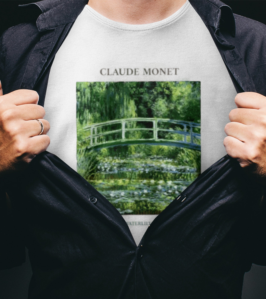 Claude Monet The Waterlily Pond Painting Scenic Landscape T-Shirt