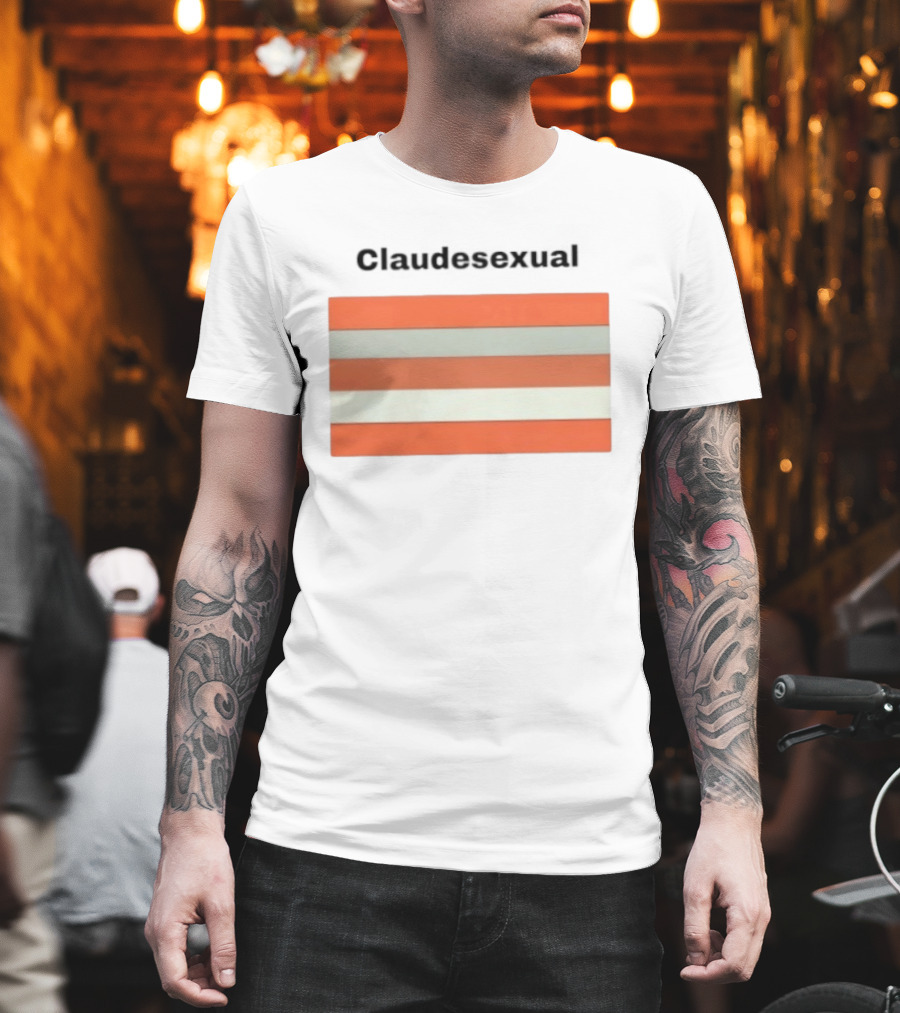 Claudesexual Pride Flag LGBTQ Identity Orange And Gray Stripes T-Shirt