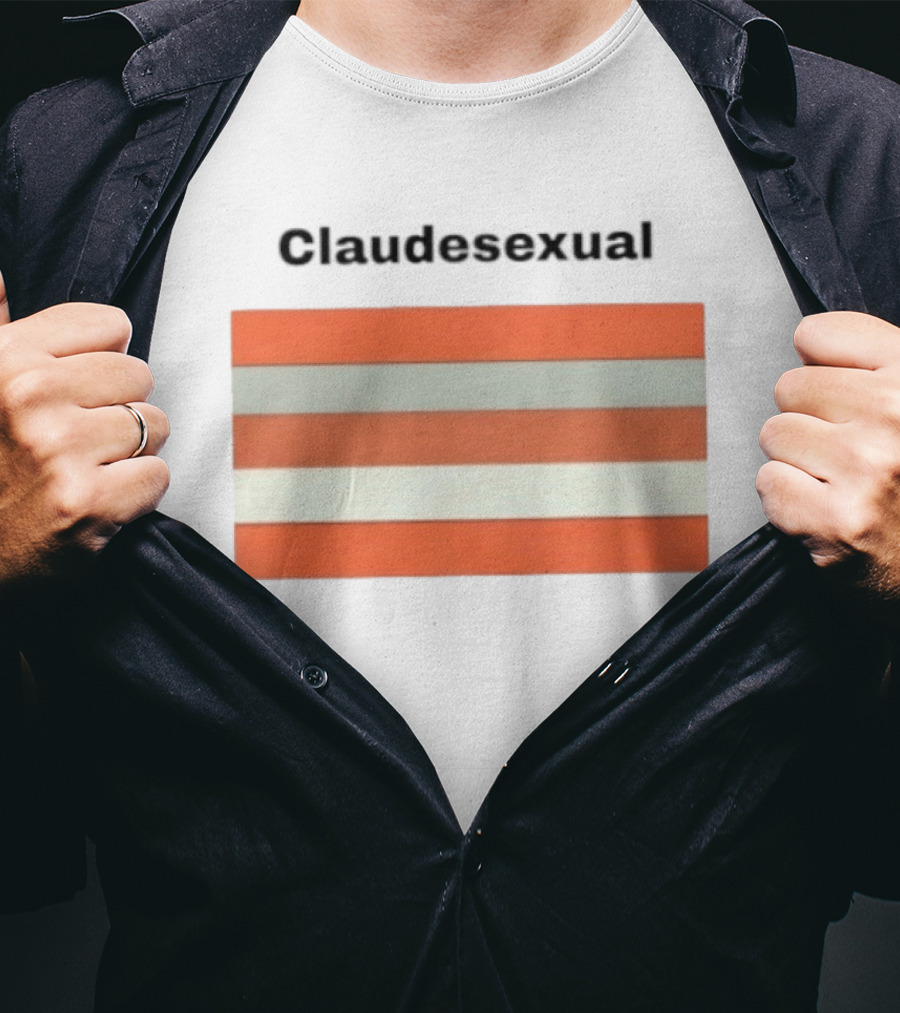 Claudesexual Pride Flag LGBTQ Identity Orange And Gray Stripes T-Shirt