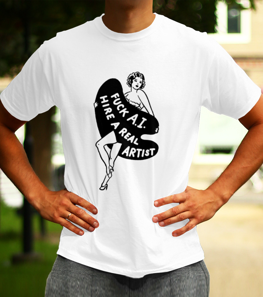 Fuck AI Hire A Real Artist Vintage Pin Up Style Palette T-Shirt
