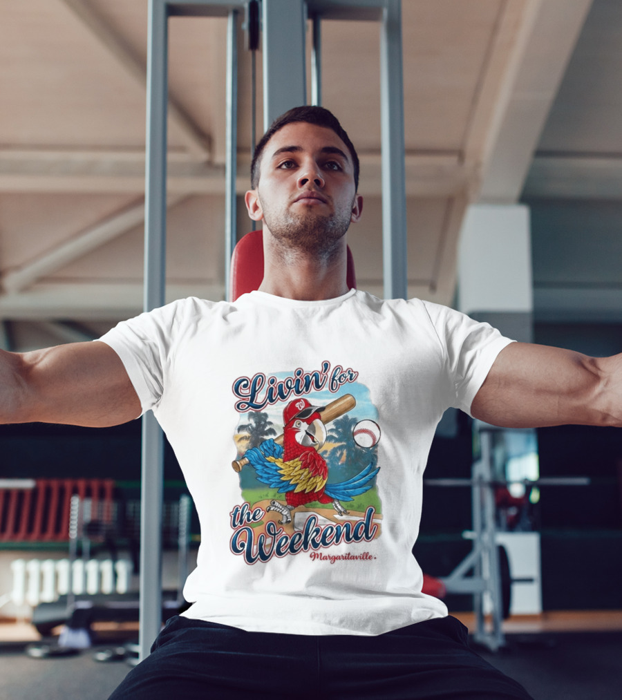 Livin' For The Weekend Nationals Margaritaville 2026 Macaw Baseball T-Shirt
