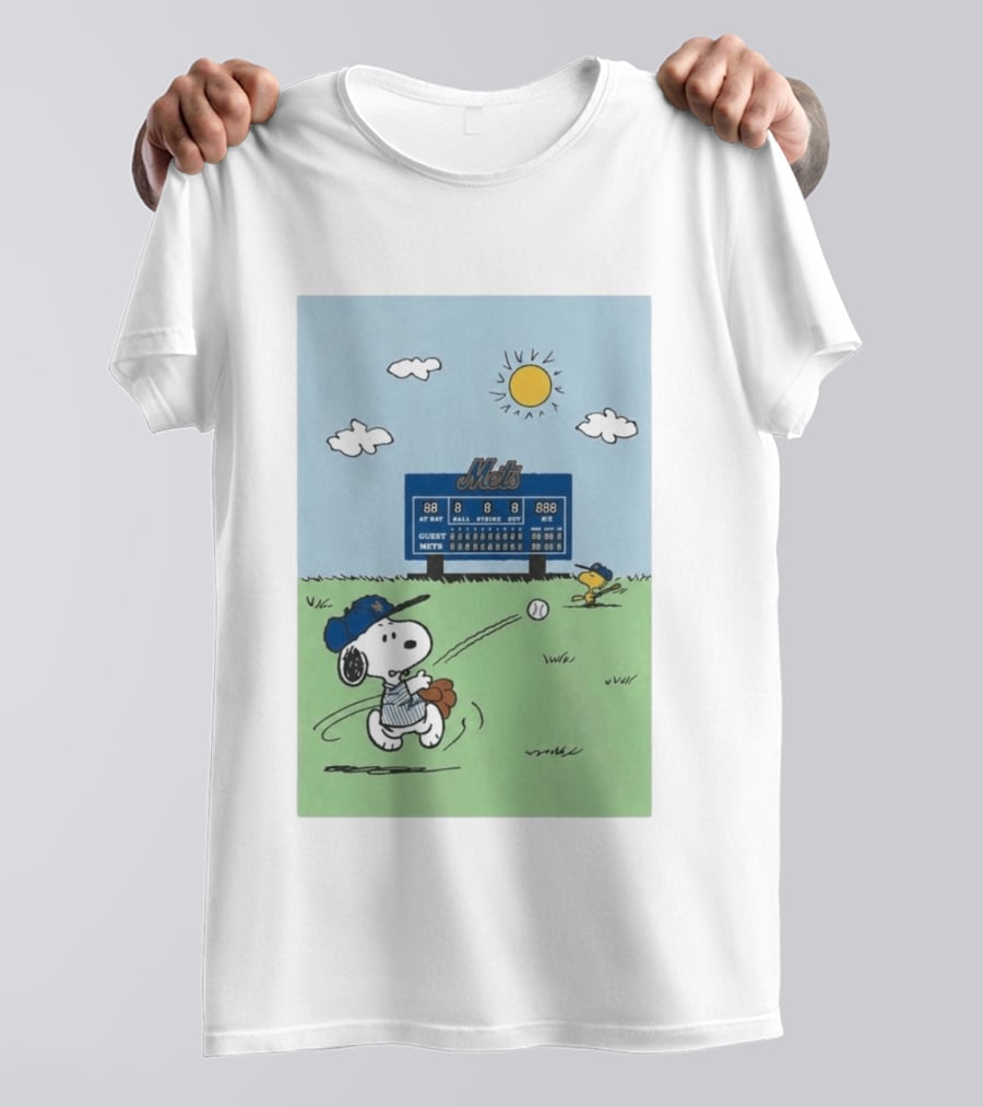 NY Mets Peanuts Snoopy Baseball Game Day T-Shirt
