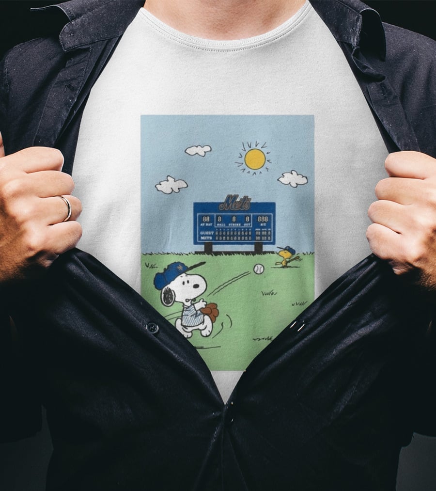 NY Mets Peanuts Snoopy Baseball Game Day T-Shirt